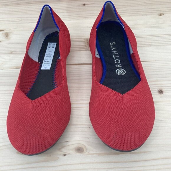 Rothy's Chili Red The Flat Womens Size 9.5 Cap Toe Ballerina Slip On Shoes - Picture 3 of 11